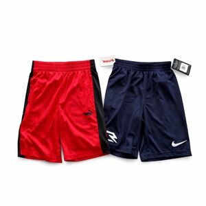 Red Puma and Navy Nike Athletic Shorts Set Size 10 Youth Boys NWT
